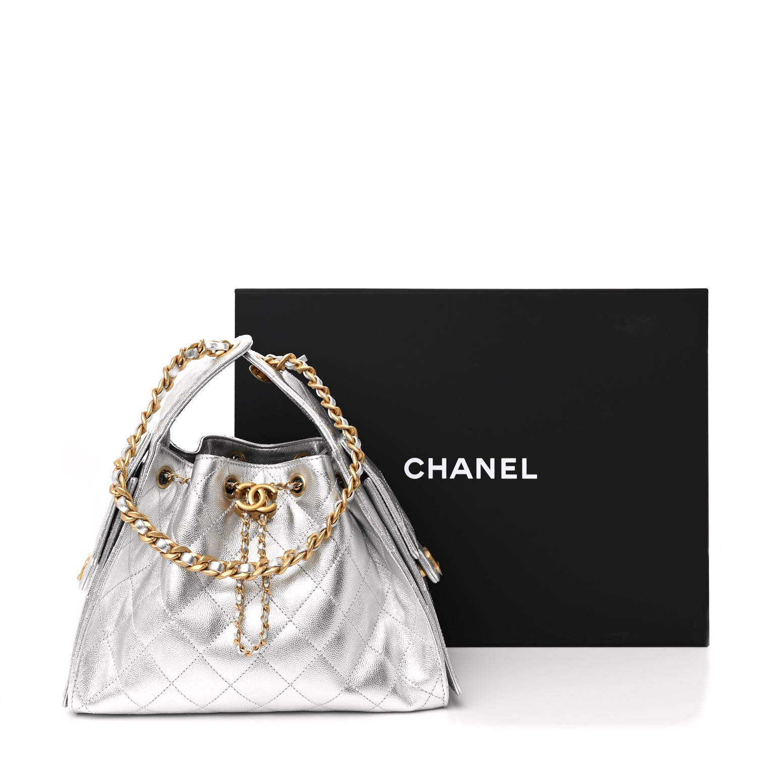 Chanel Metallic Caviar Quilted Small Chanel 25 Handbag Silver 11 of 11