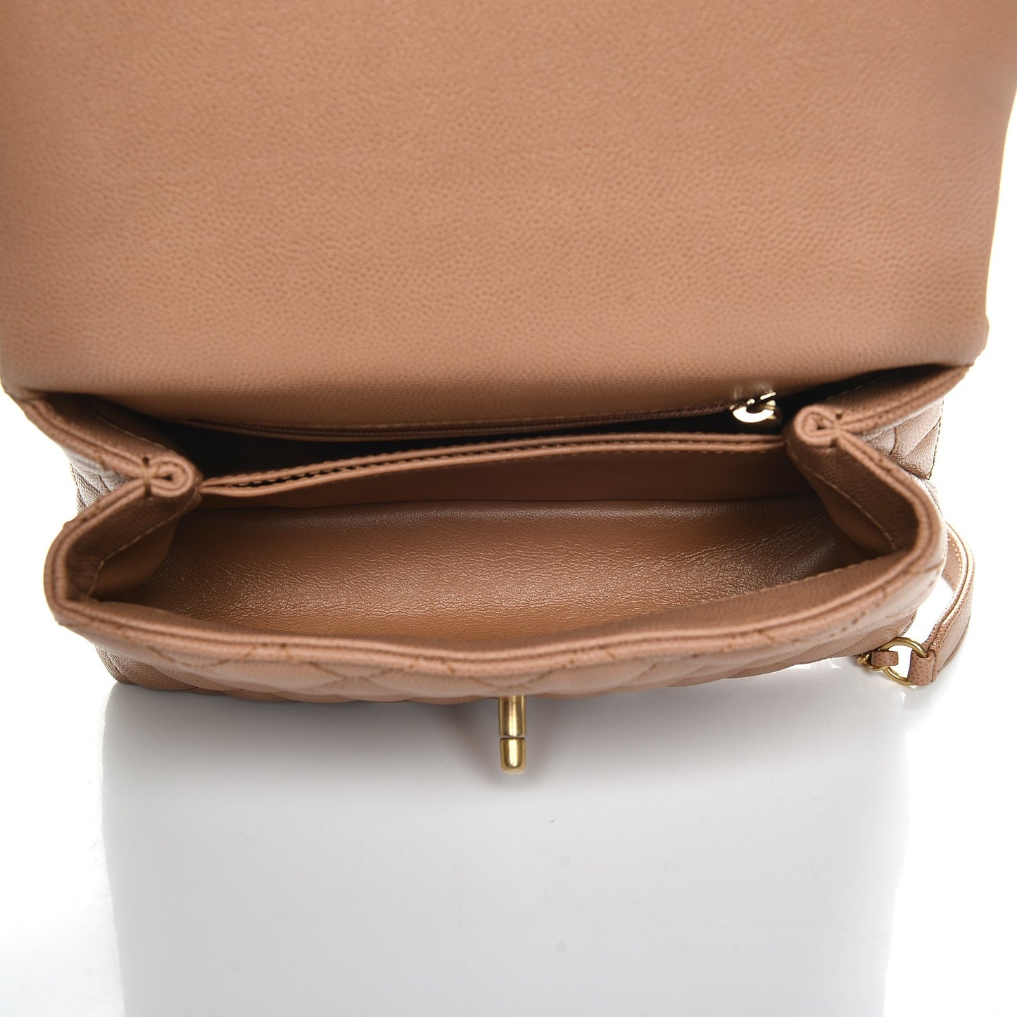 Caviar Lizard Quilted Mini Coco Handle Flap Beige
