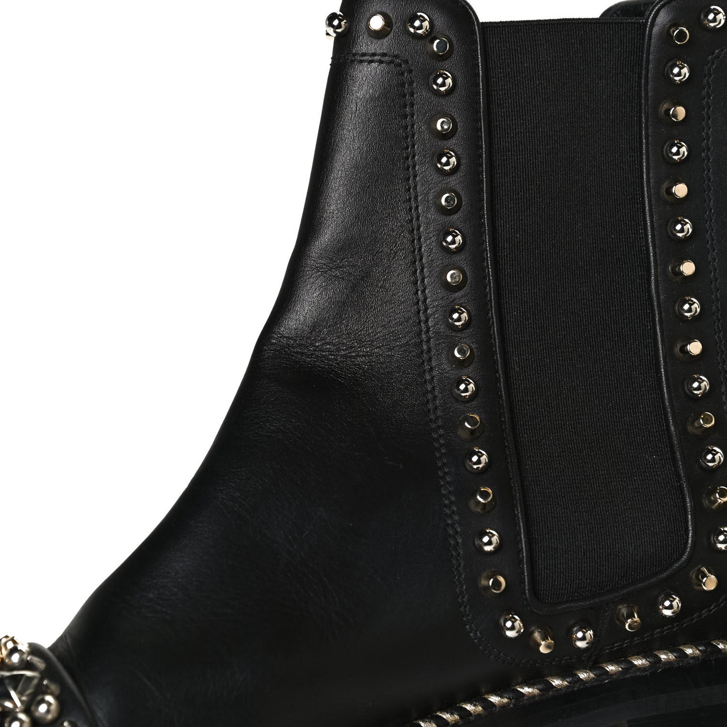 Calfskin Studded Chasse A Clou Flat Chelsea Boots 41 Black