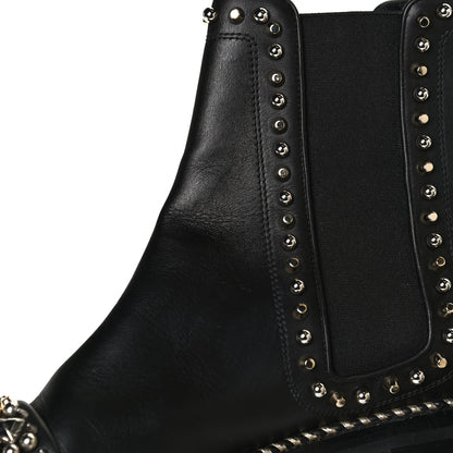 Christian Louboutin Calfskin Studded Chasse A Clou Flat Chelsea Boots 41 Black 11 of 11