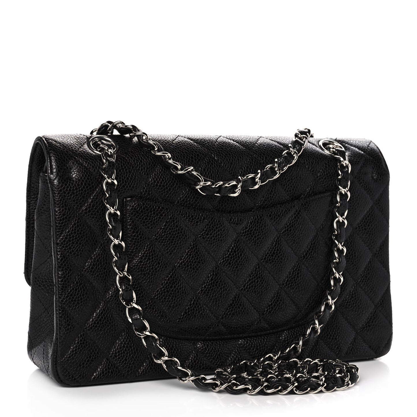 Caviar Quilted Medium Double Flap Black