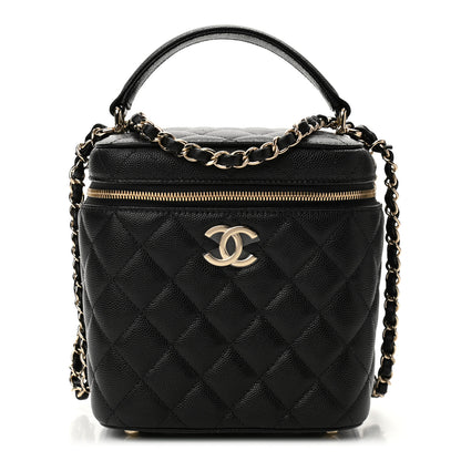Chanel Caviar Quilted Small Top Handle Vanity Case With Chain Black 1 of 10