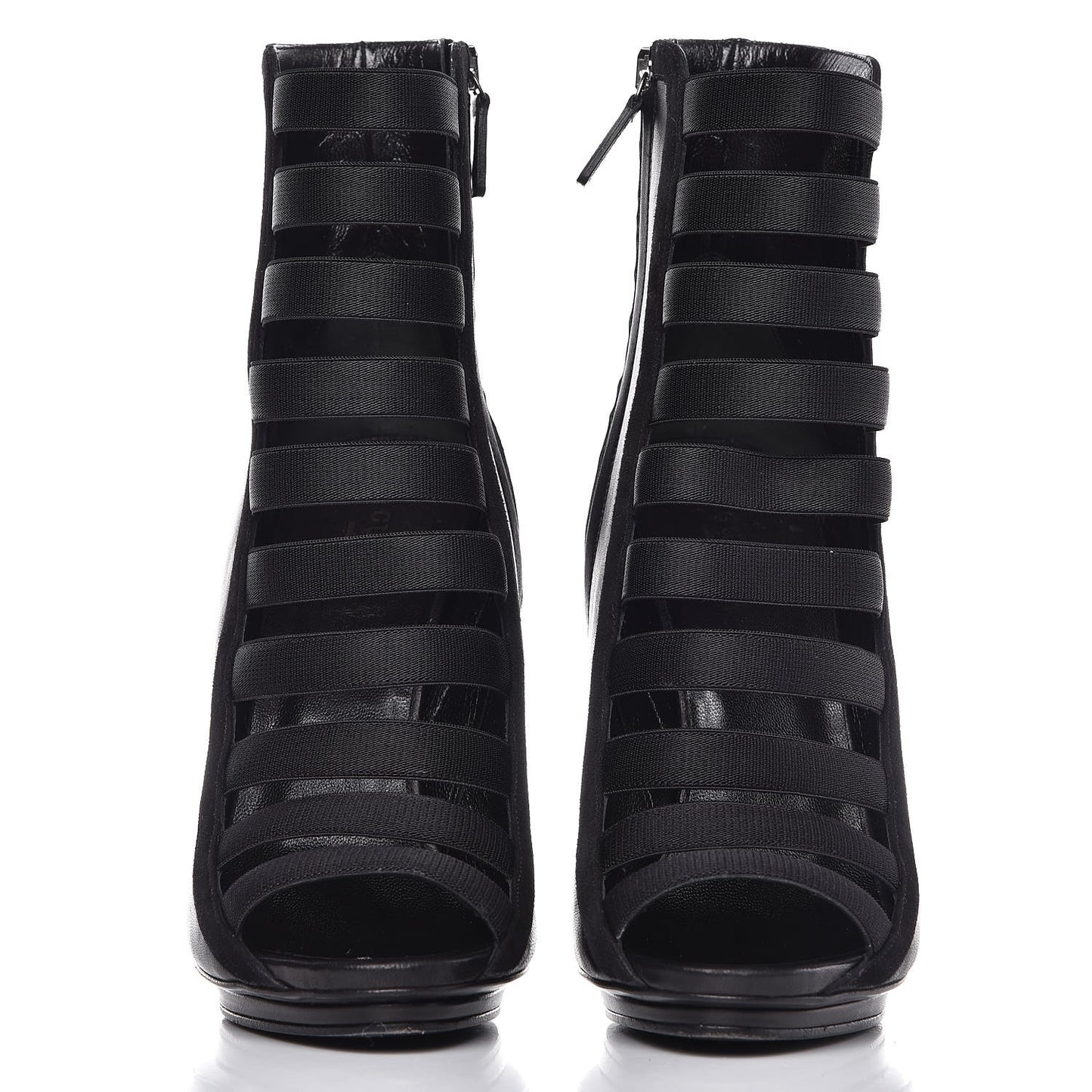 Nappa Kid Scamosciato Elastic Olimpia Open Toe Booties 40 Black