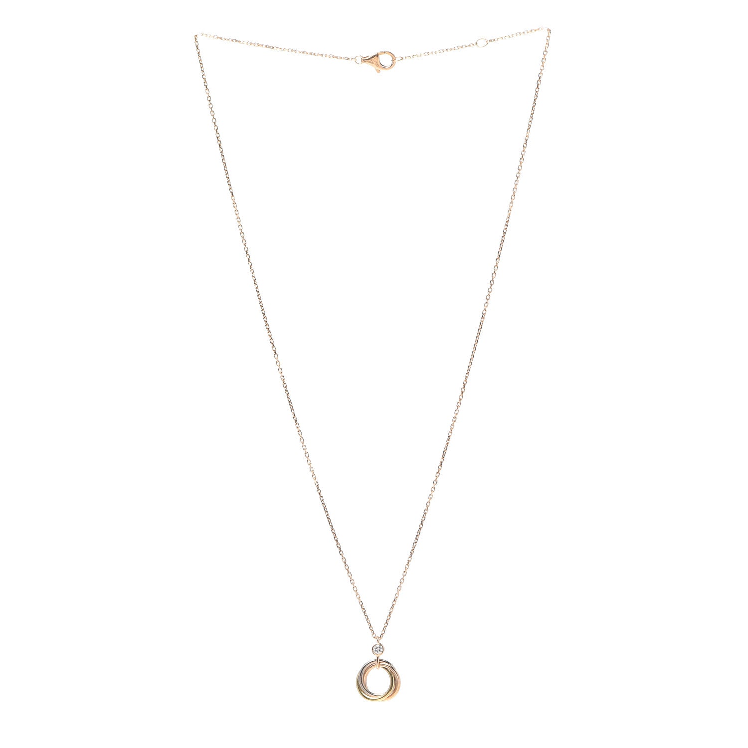 Cartier 18K Pink Yellow White Gold Diamond Trinity Pendant Necklace 3 of 8
