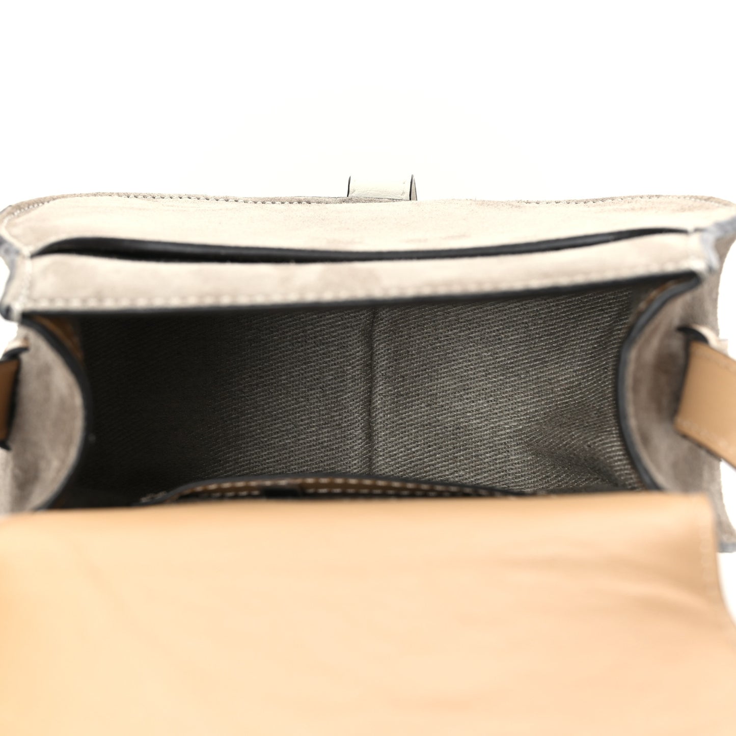 Suede Calfskin Small Marcie Saddle Bag Motty Grey