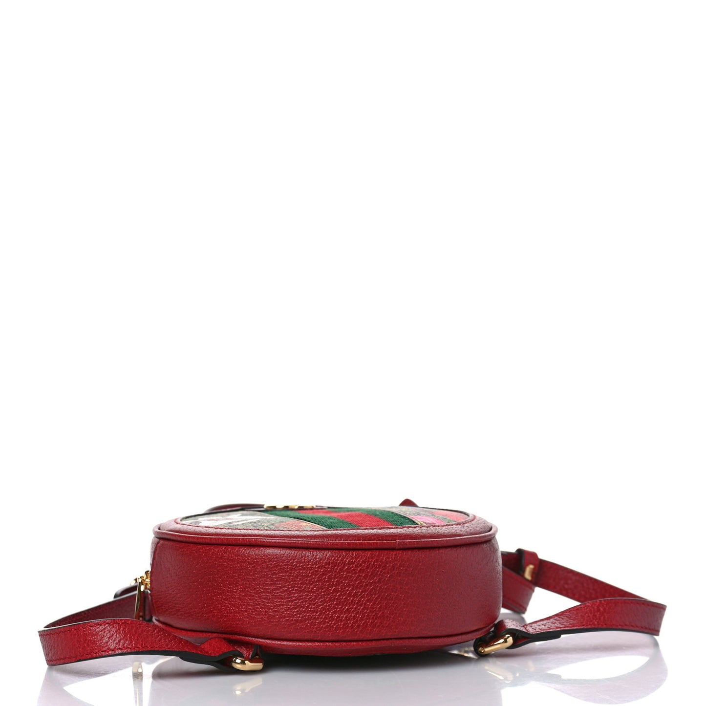 GG Supreme Monogram Web Flora Mini Ophidia Round Backpack Red