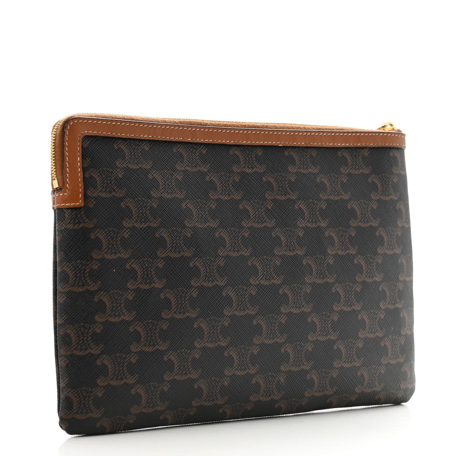 Celine Triomphe Canvas Lambskin Small Pouch Tan 3 of 10