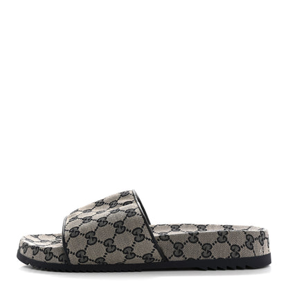 Gucci Canvas GG Monogram Mens Slide Sandals 10 Beige Blue 1 of 9