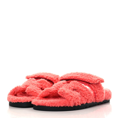 Hermes Woolskin Womens Chypre Sandals 38 Rose Du Desert 3 of 8