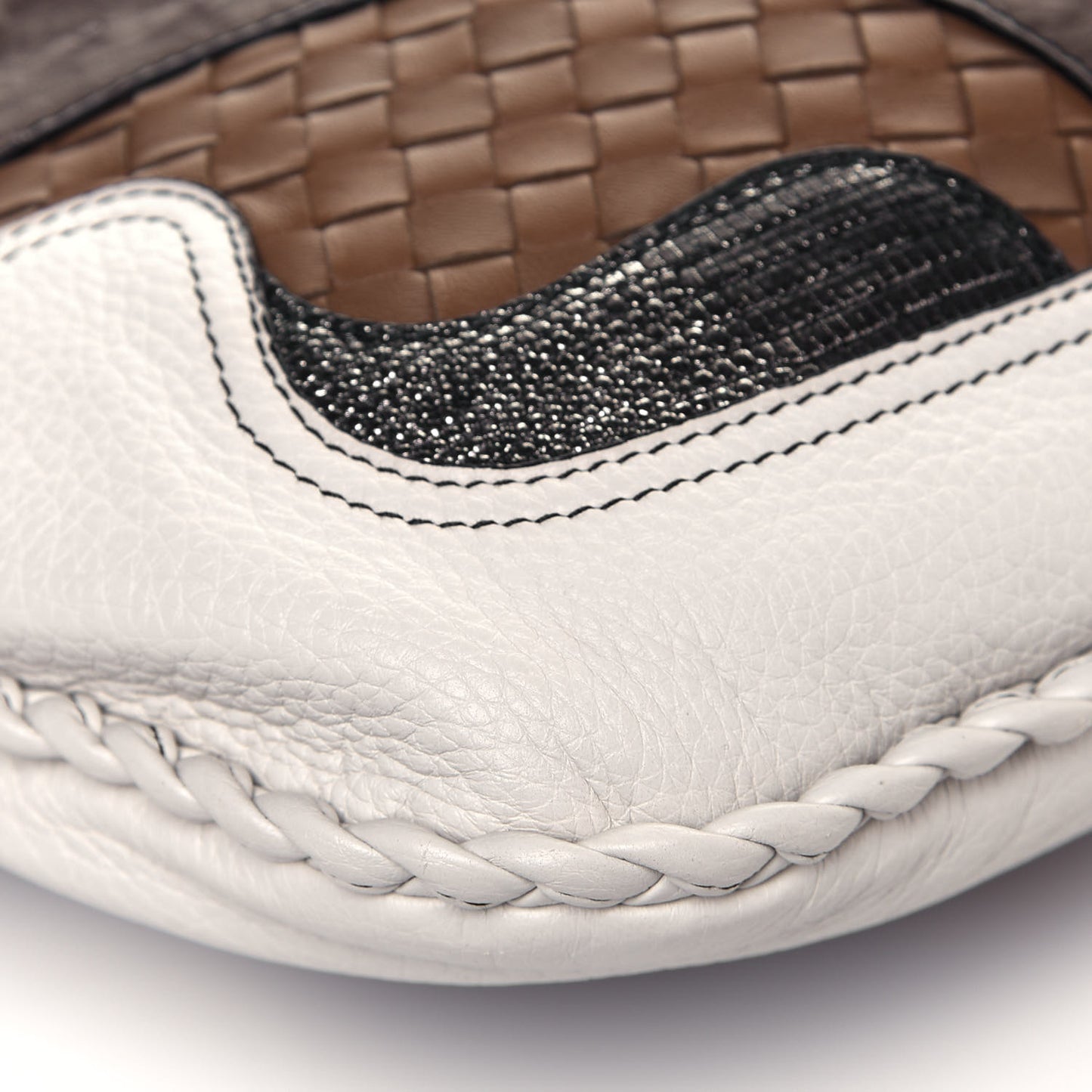 Cervo Deerskin Ostrich Lizard Intrecciato 50th Anniversary Large Veneta Hobo White