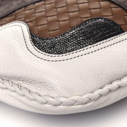 Bottega Veneta Cervo Deerskin Ostrich Lizard Intrecciato 50th Anniversary Large Veneta Hobo White 13 of 14