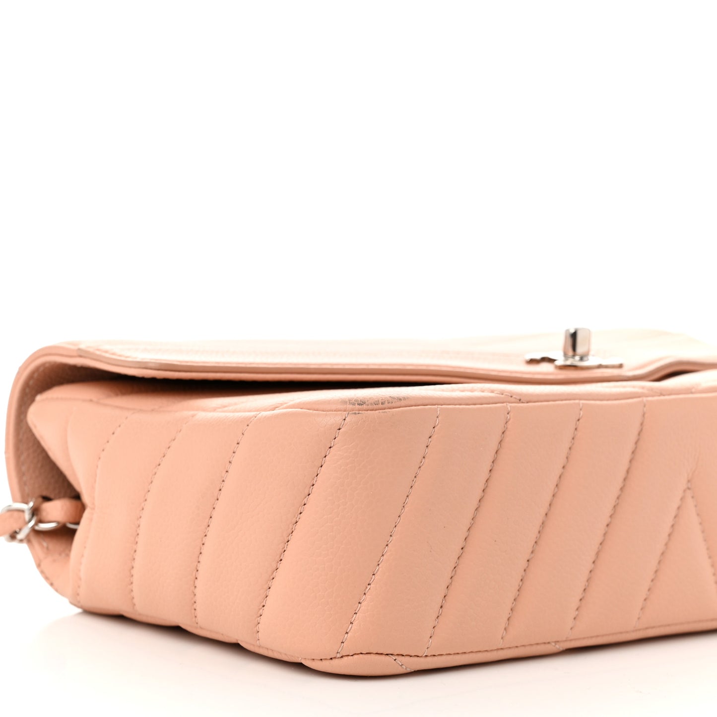 Caviar Chevron Quilted Single Flap Light Pink