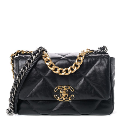 Chanel Shiny Goatskin Quilted Medium Chanel 19 Flap Black 1 of 4