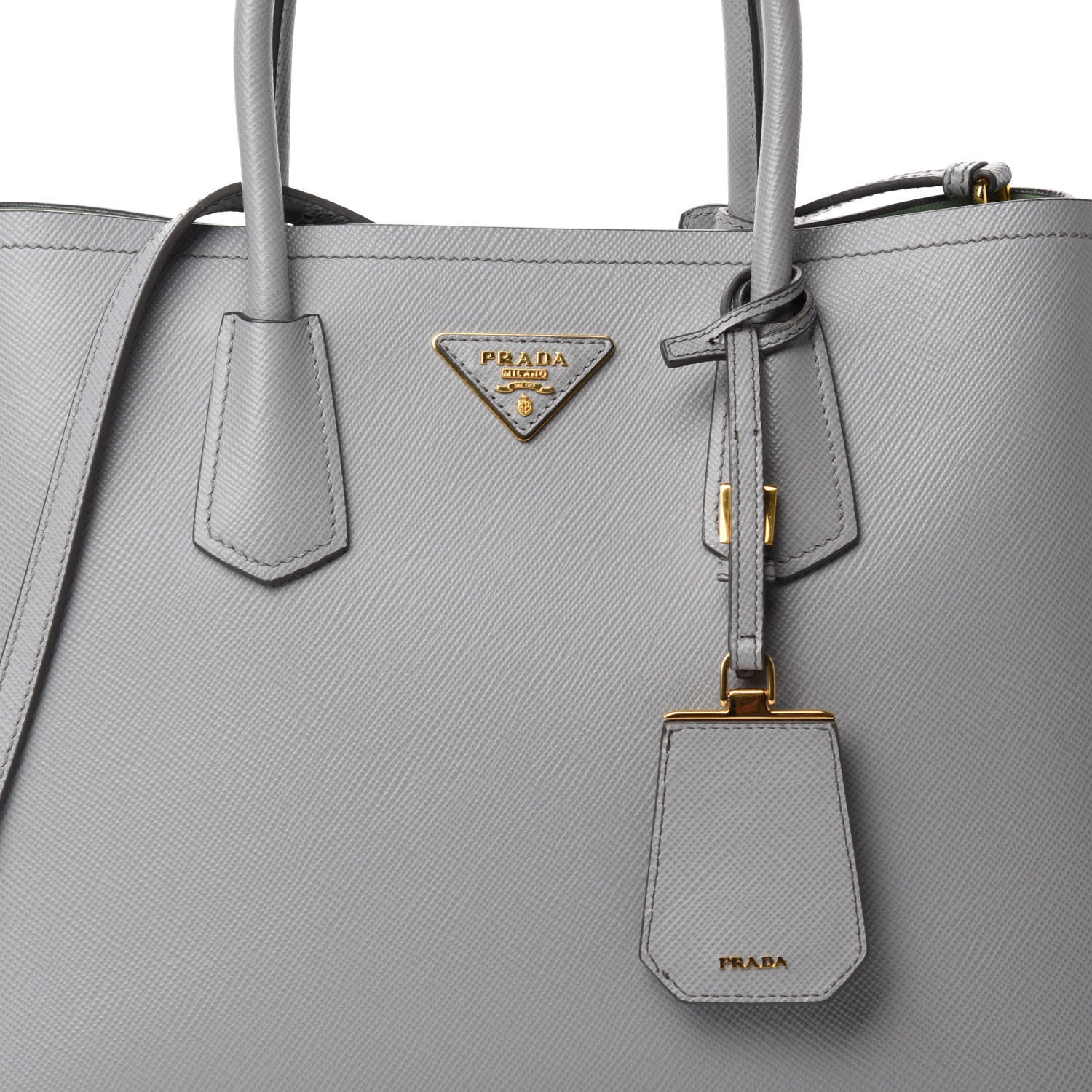Prada Saffiano Cuir Medium Double Bag Granito Acquamarina 12 of 12