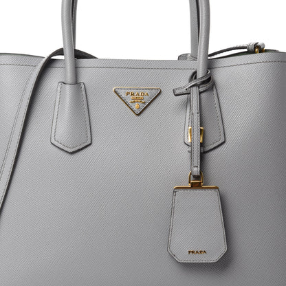 Prada Saffiano Cuir Medium Double Bag Granito Acquamarina 12 of 12