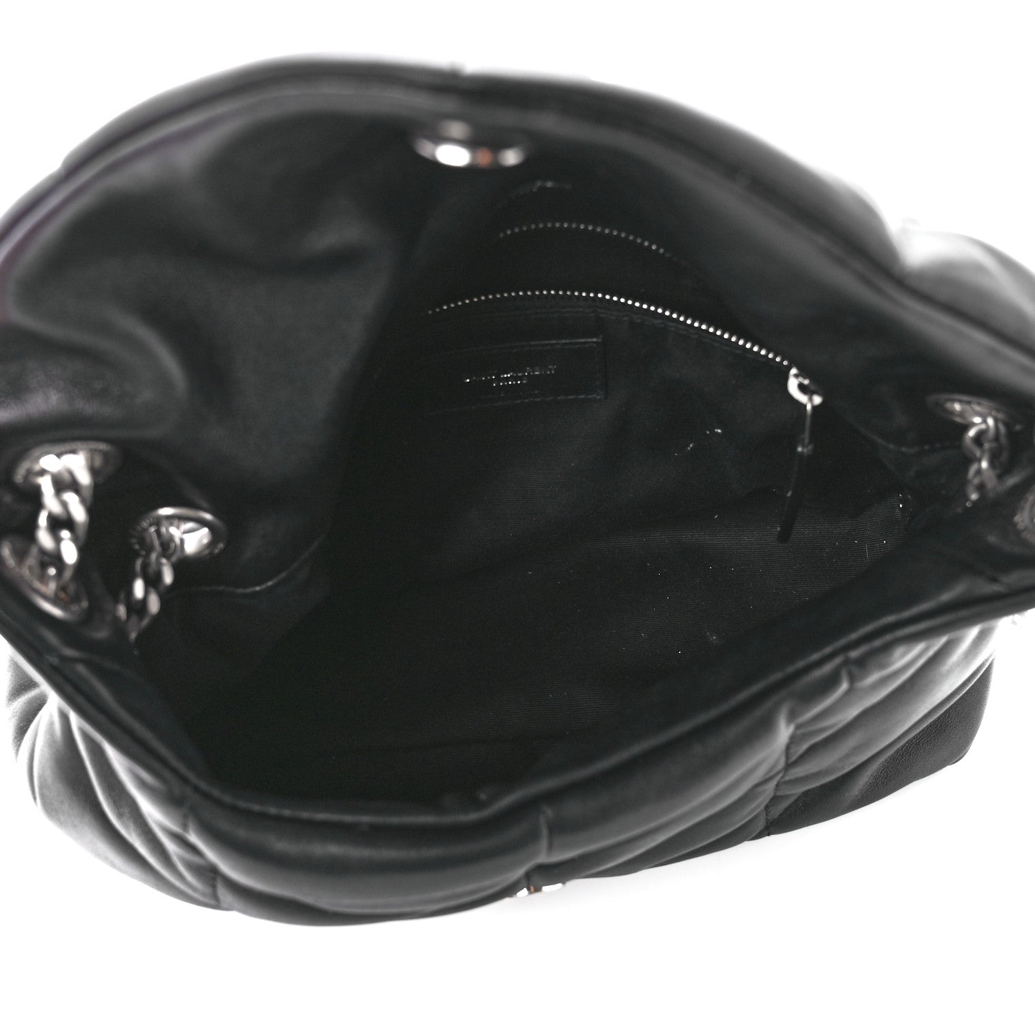 Saint Laurent Lambskin Quilted Small Loulou Puffer Monogram Chain Satchel Black 5 of 12