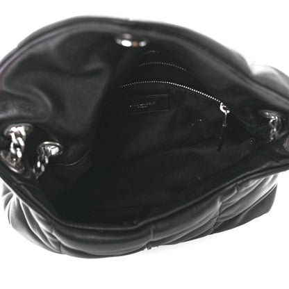 Saint Laurent Lambskin Quilted Small Loulou Puffer Monogram Chain Satchel Black 5 of 12
