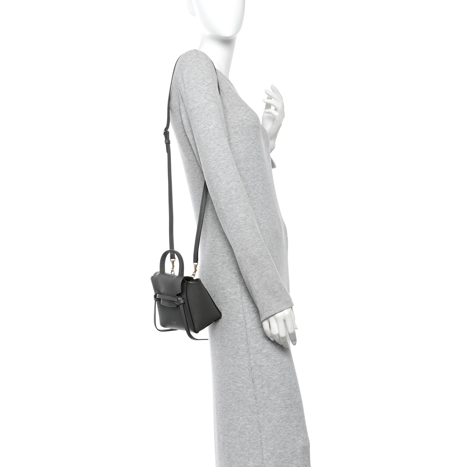 Celine Grained Calfskin Pico Belt Bag Grey 2 of 10