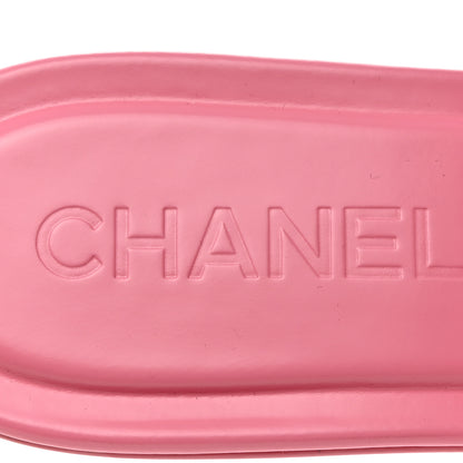 Chanel Calfskin Patent Calfskin Logo Mules 37 Pink Black 8 of 8