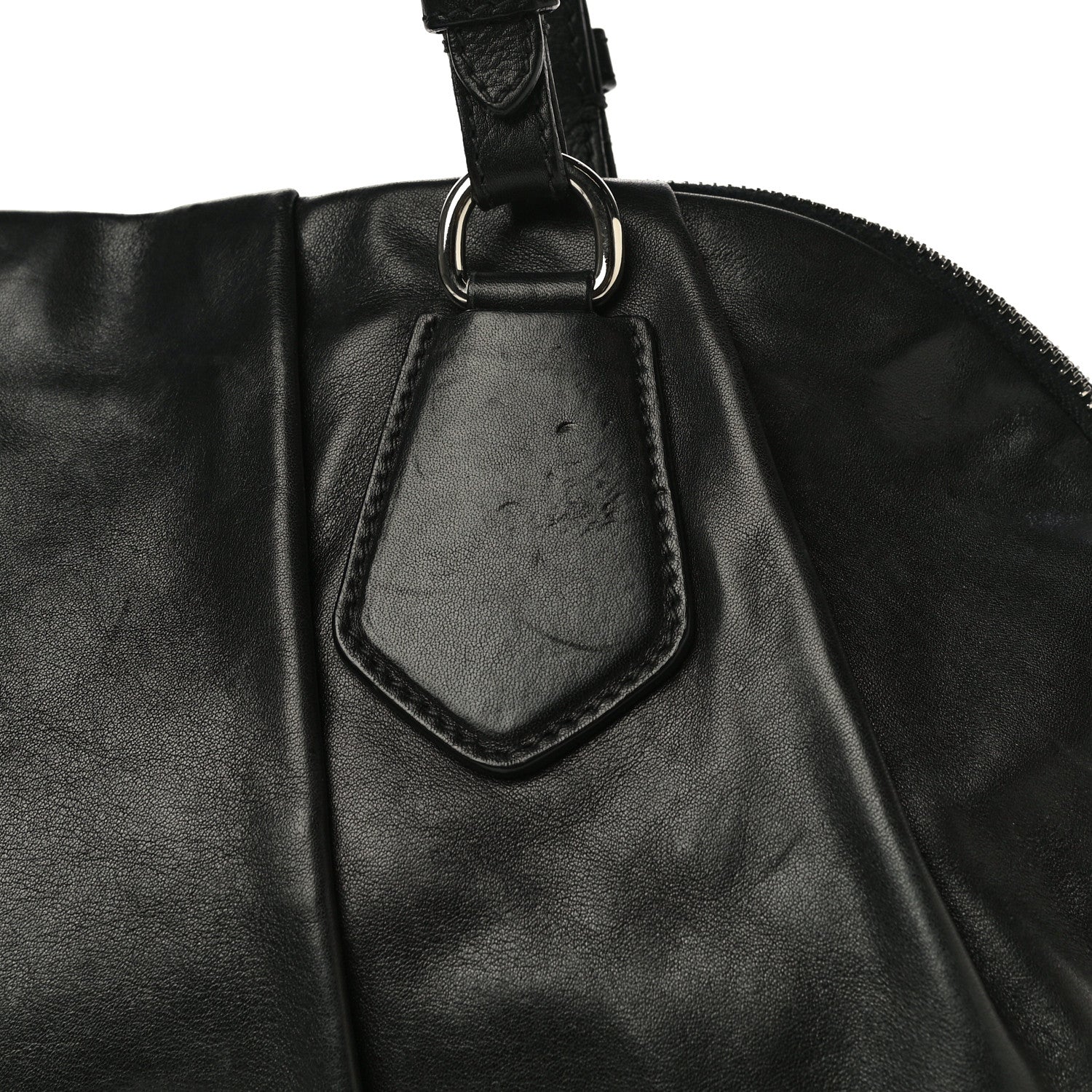 Prada Soft Calf Pleated Tote Black 15 of 21