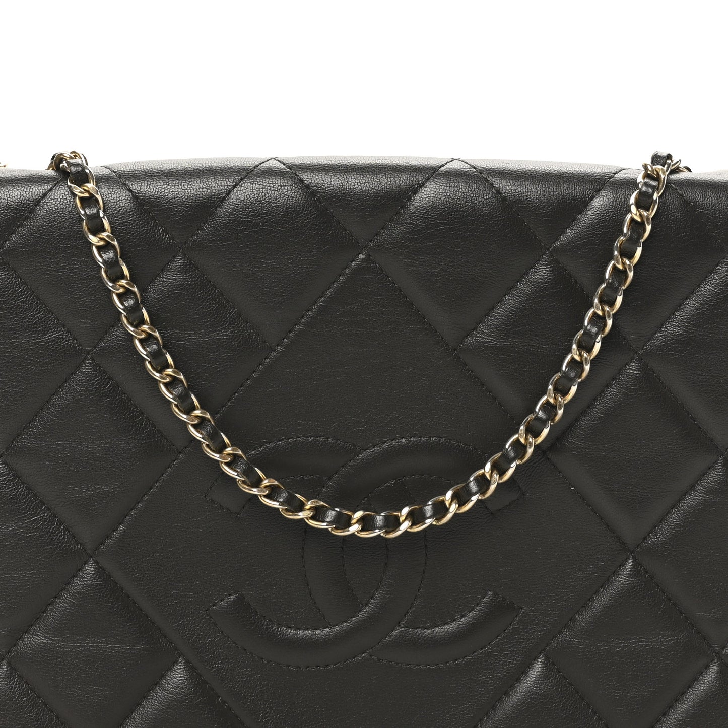 Lambskin Quilted Large Diamond CC Flap Black