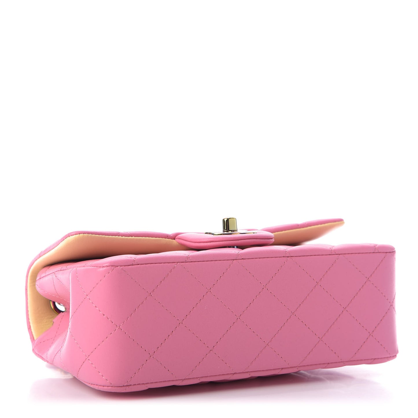 Lambskin Quilted Mini Rectangular Flap Pink Yellow