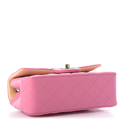 Chanel Lambskin Quilted Mini Rectangular Flap Pink Yellow 4 of 9