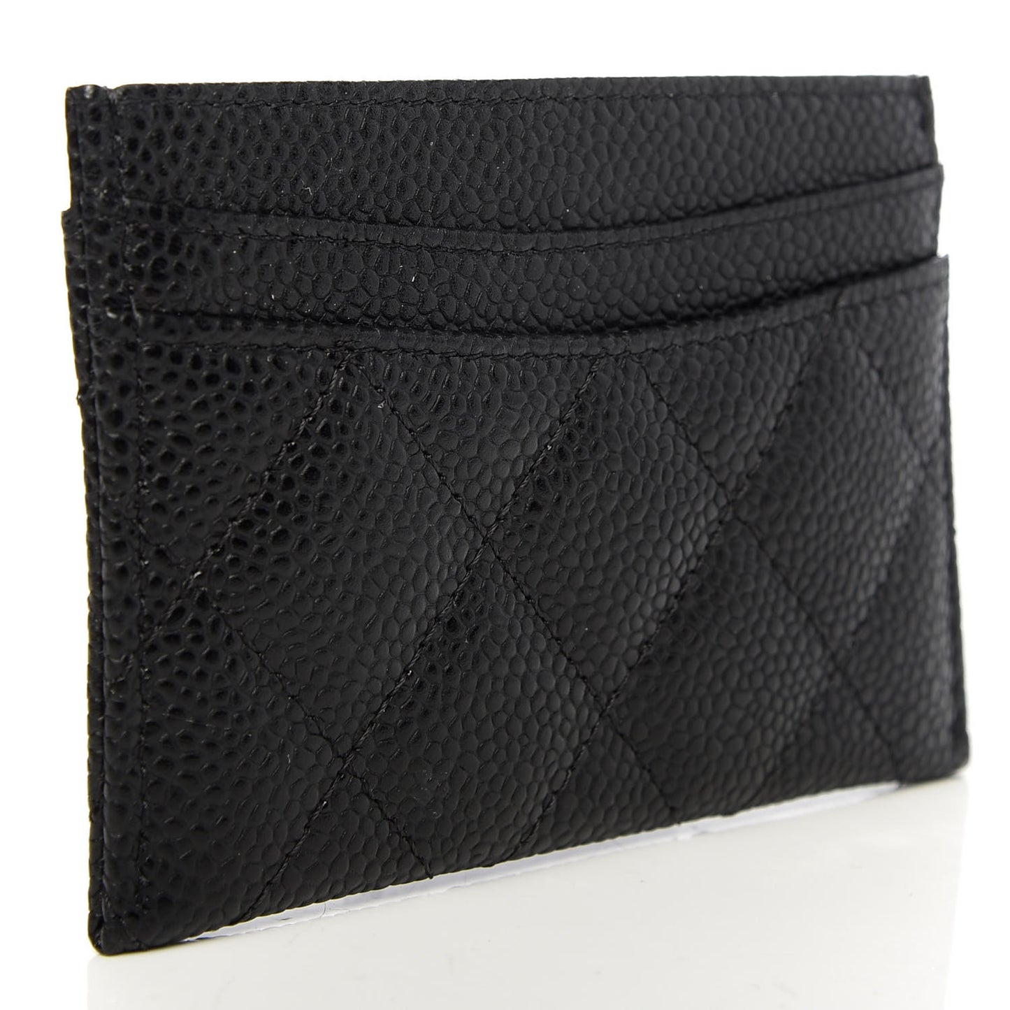 Caviar Quilted Card Holder Black