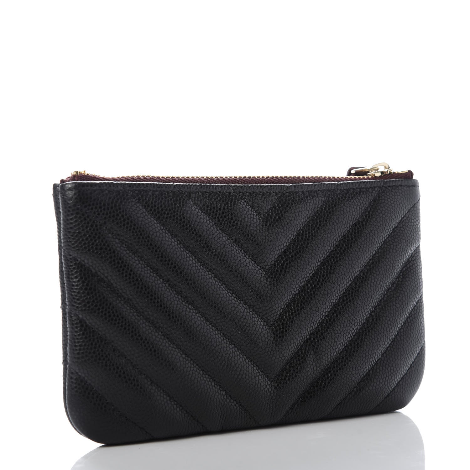 Chanel Caviar Chevron Quilted Small Cosmetic Case Black 3 of 8