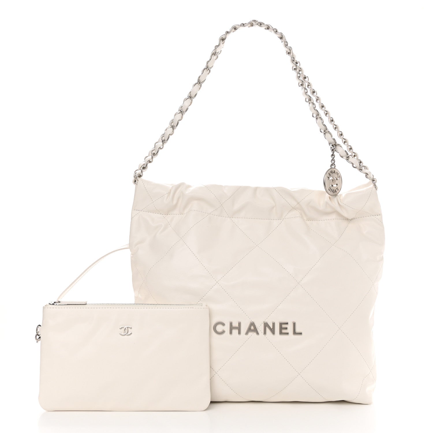 Chanel Shiny Calfskin Quilted Small Chanel 22 White 3 of 11