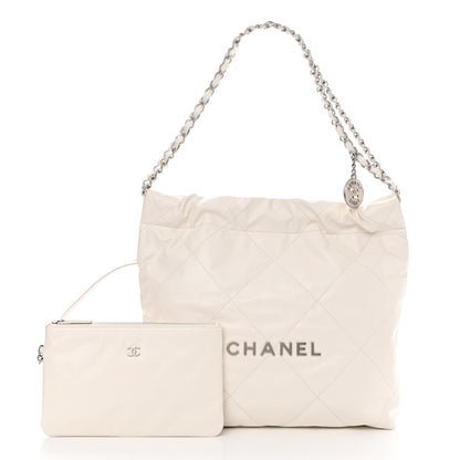 Chanel Shiny Calfskin Quilted Small Chanel 22 White 3 of 11