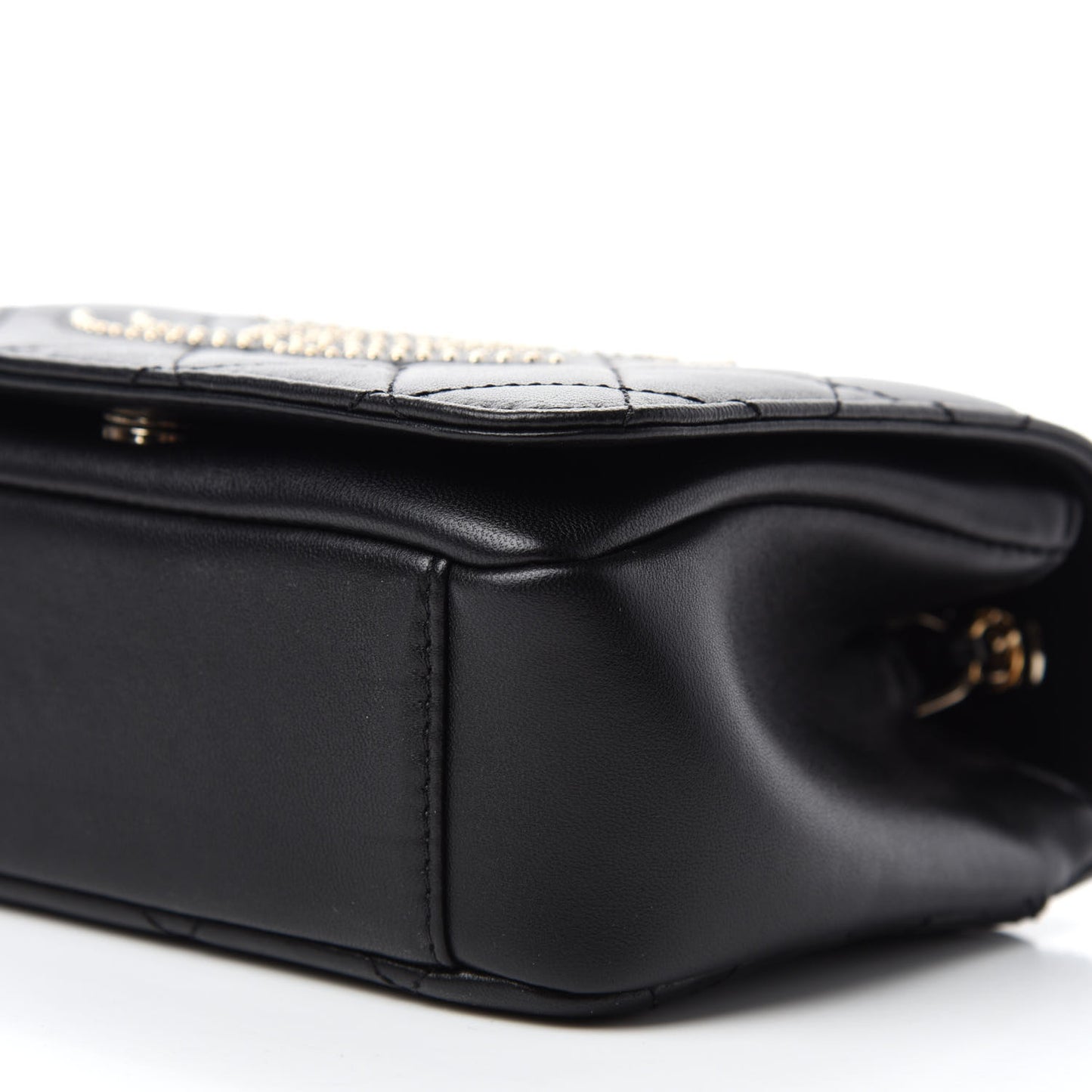 Lambskin Quilted Studded CC Flap Black