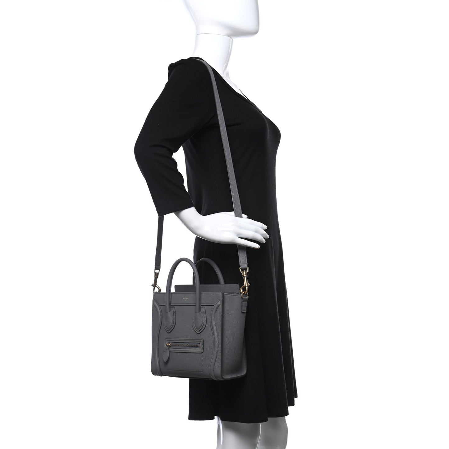 Baby Drummed Calfskin Nano Luggage Kohl