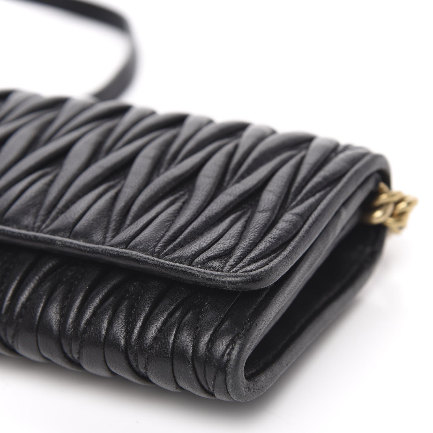 Miu Miu Nappa Matelasse Wallet On Chain Black 9 of 13