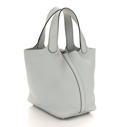 Hermes Taurillon Clemence Picotin Lock 18 PM Bleu Pale 3 of 7