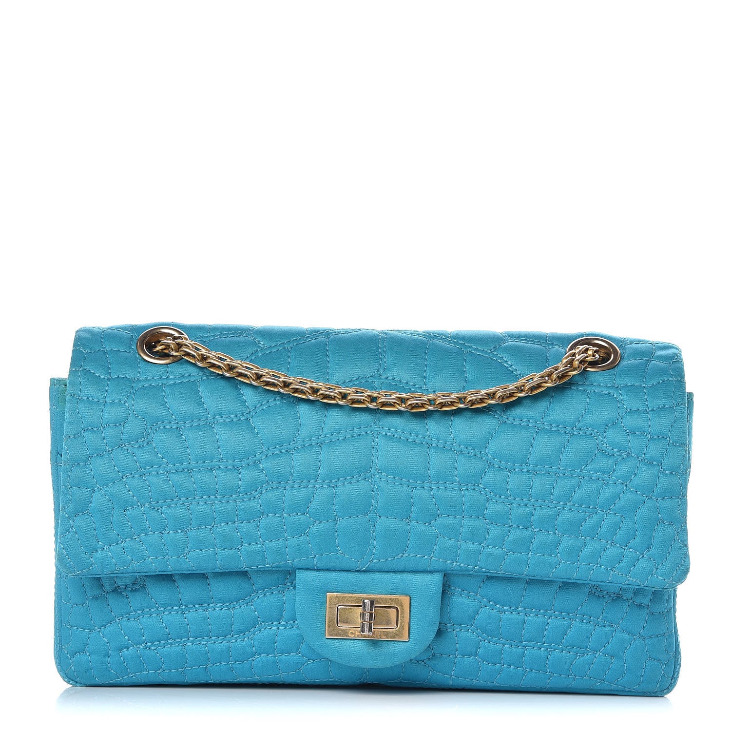 Chanel Satin Coco's Croc 2.55 Reissue 225 Flap Turquoise 1 of 12