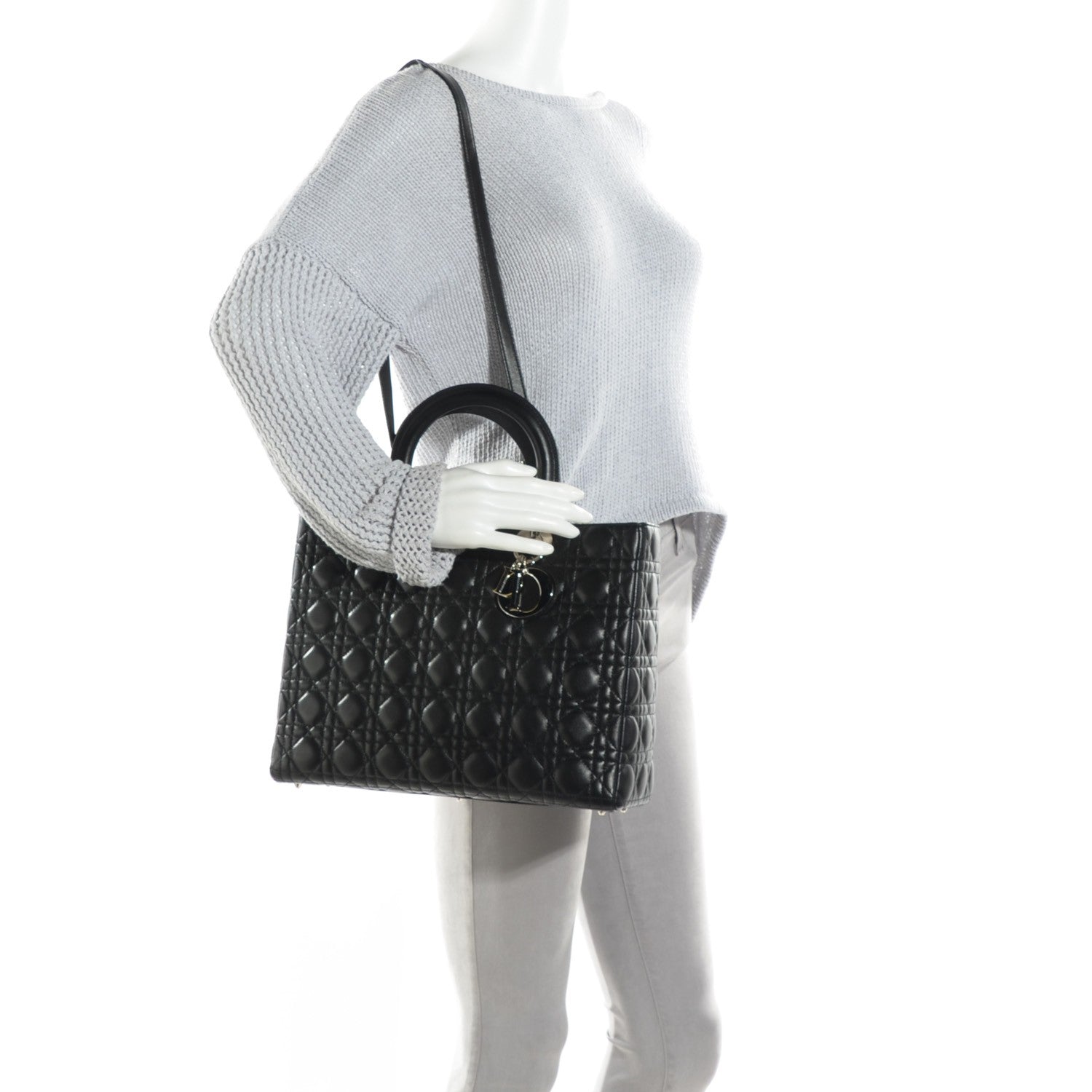 Christian Dior Lambskin Cannage Large Lady Dior Black 2 of 7
