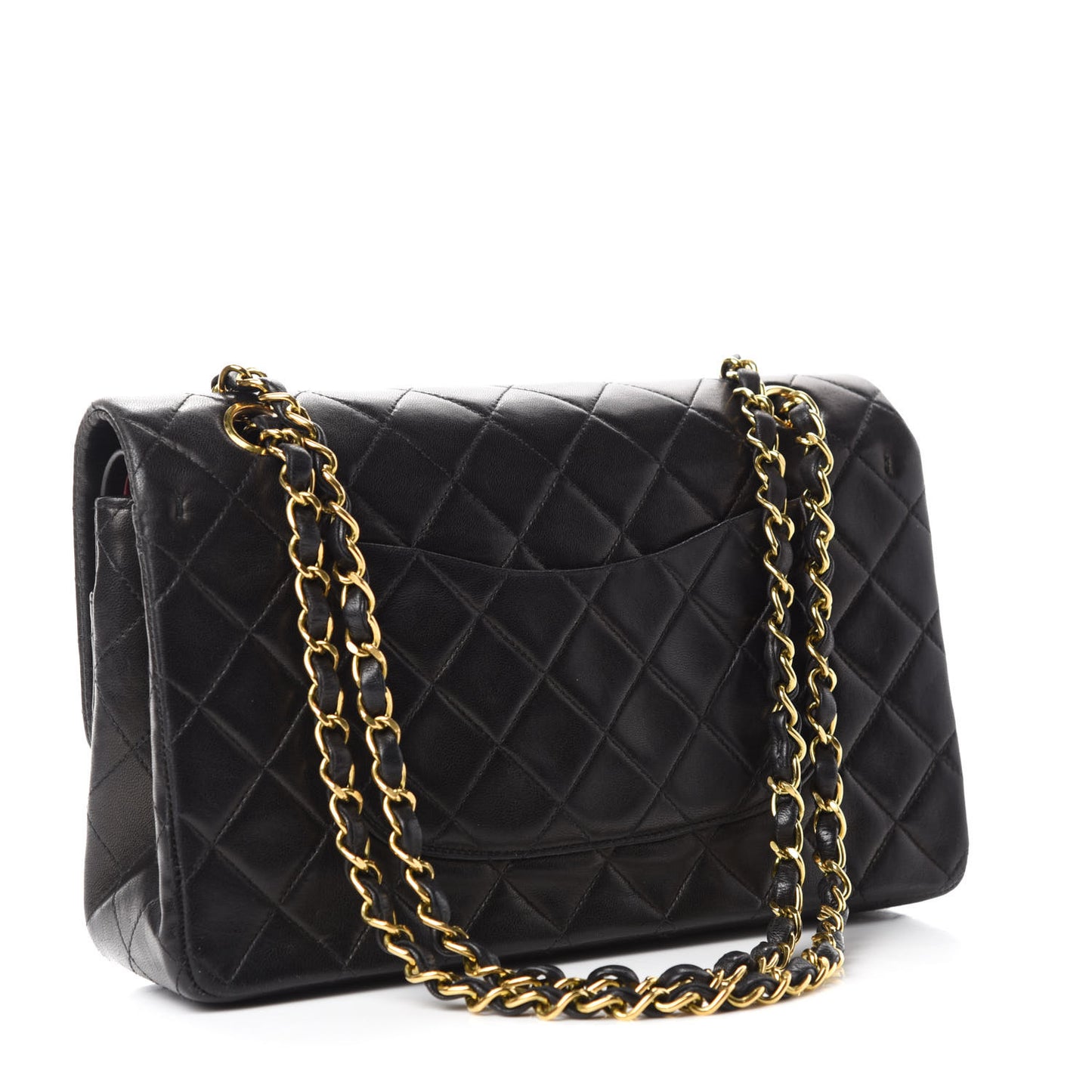 Lambskin Quilted Medium Double Flap Black