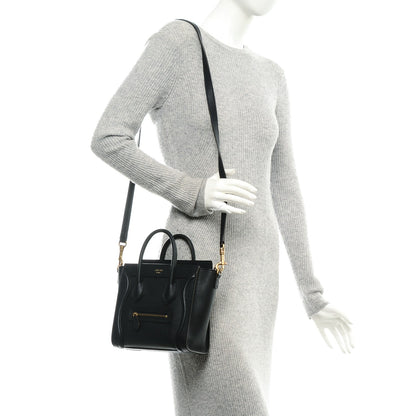 Celine Drummed Calfskin Nano Luggage Midnight 2 of 6