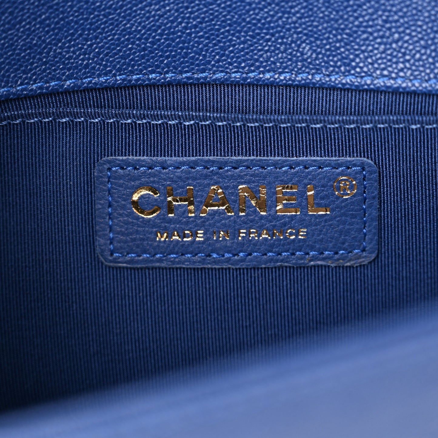 Caviar Quilted Small Boy Flap Dark Blue