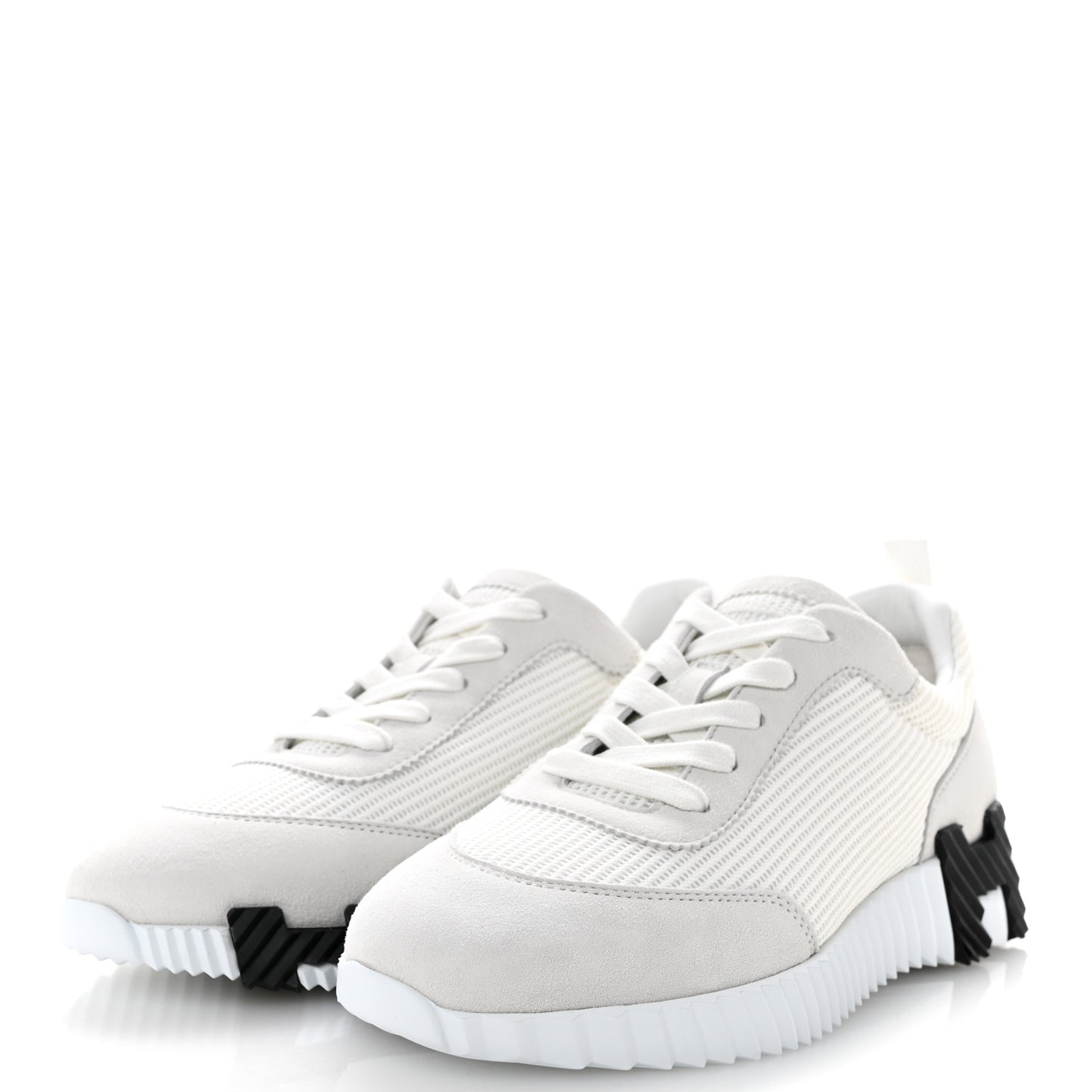 Technical Mesh Suede Goatskin Bouncing Sneakers 37 White