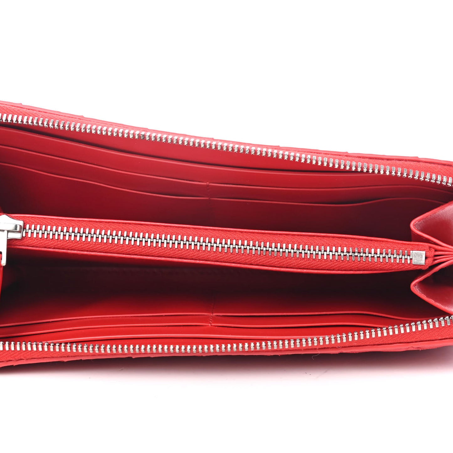Nappa Intrecciato Zip Around Wallet Red
