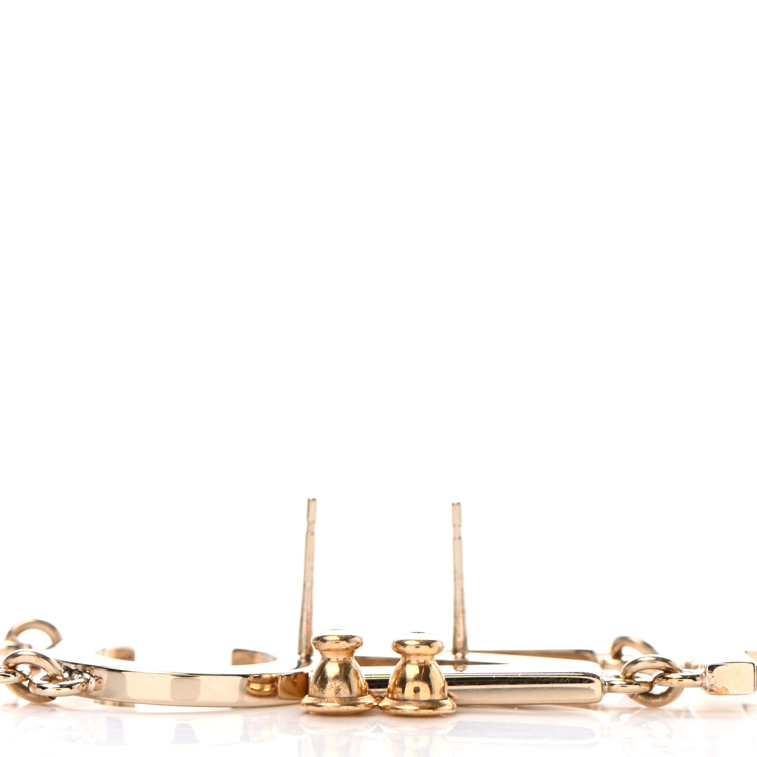 Chanel Metal Cha-Nel Logo Drop Earrings Gold 3 of 4