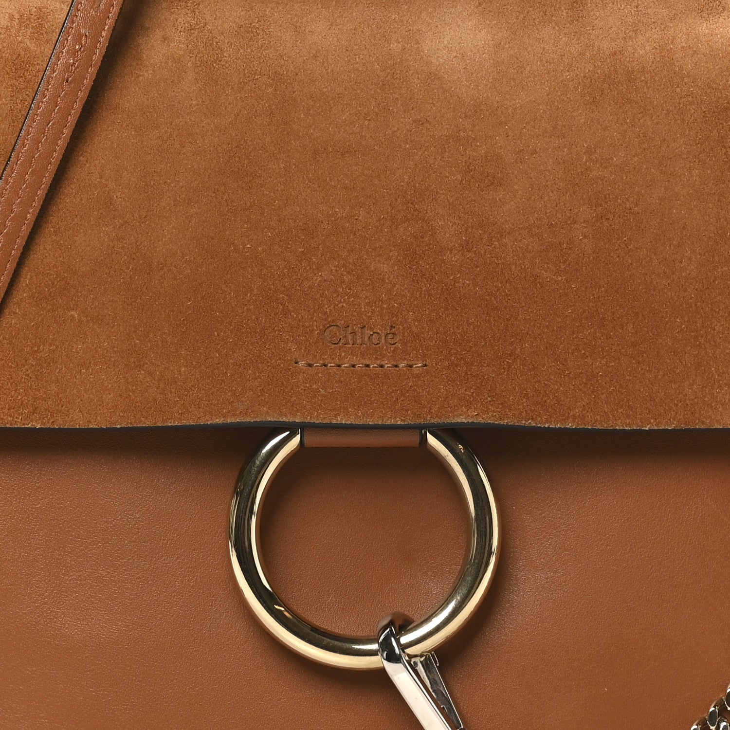 Chloe Suede Calfskin Medium Faye Shoulder Bag Caramel 7 of 9