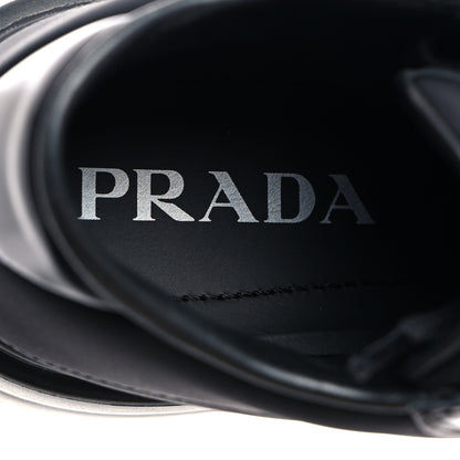 Prada Re-Nylon Spazzolato Rubber Triangle Logo Macro Quilted Womens 45mm Platform Sneakers 37 Black 6 of 8