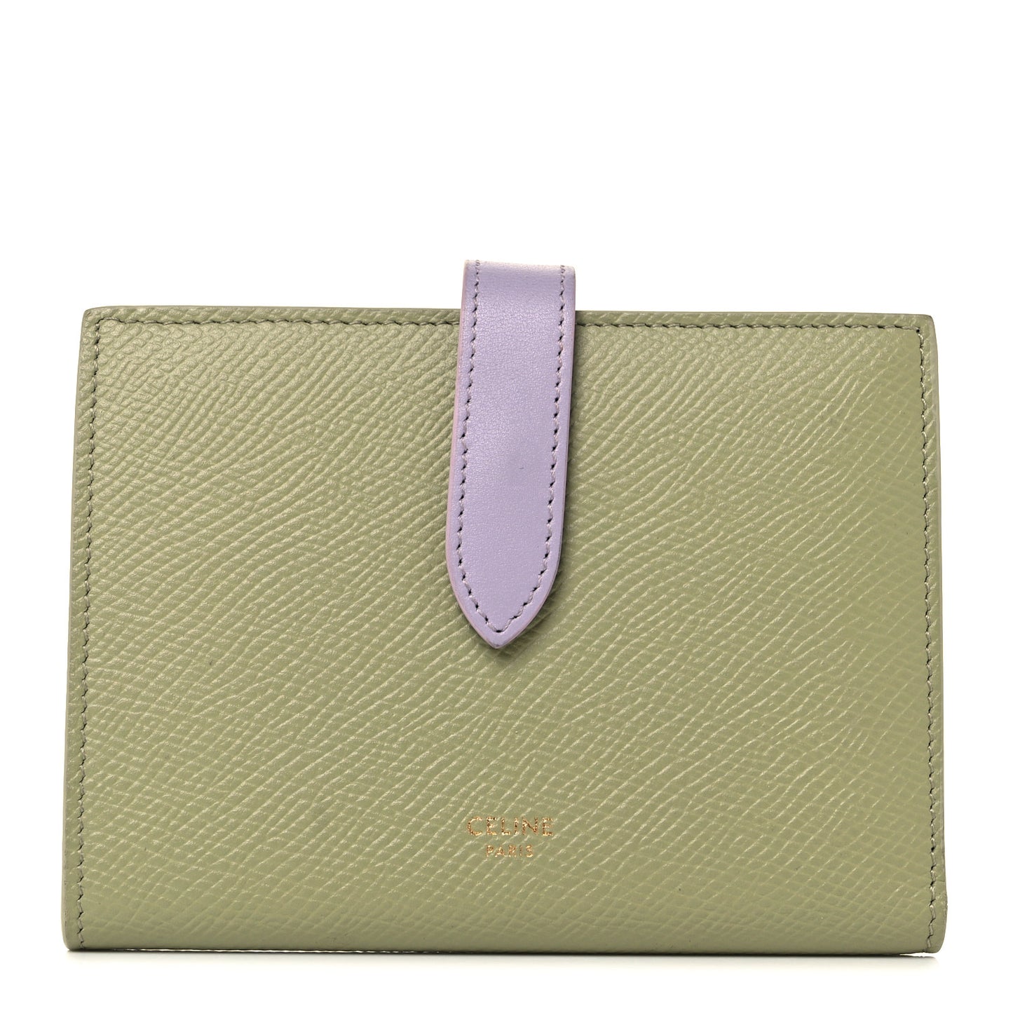 Grained Calfskin Medium Multifunction Strap Wallet Sage Lilas
