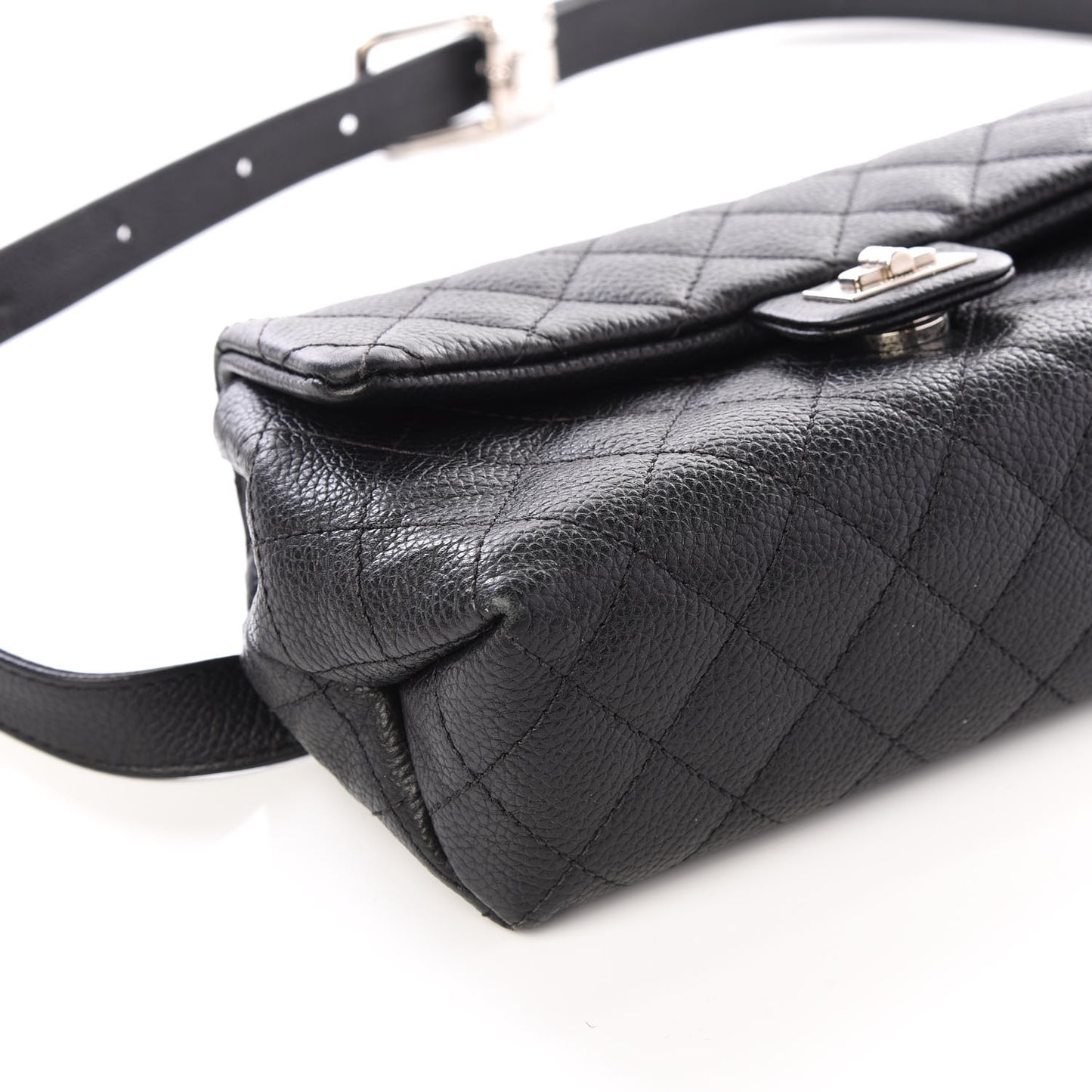Grained Calfskin Quilted 2.55 Reissue Flap Belt Bag Clutch Black