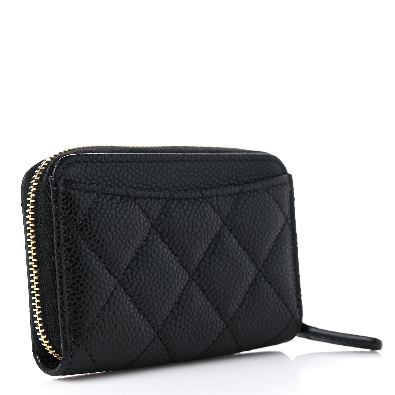 Chanel Caviar Quilted Zip Coin Purse Wallet Black 3 of 7