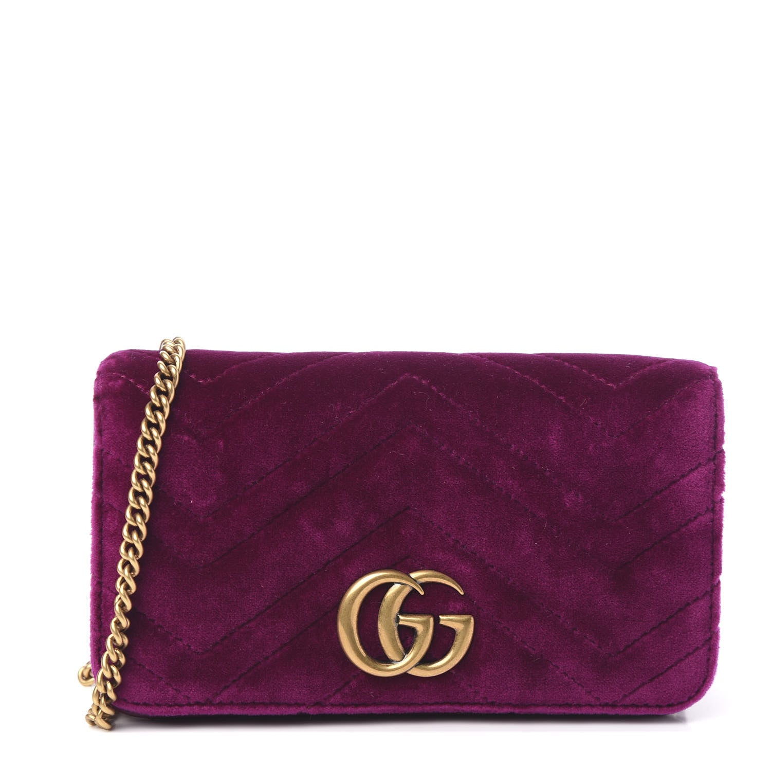 Gucci Velvet Matelasse GG Marmont Mini Bag Fuchsia Violet Cyclamen 1 of 10