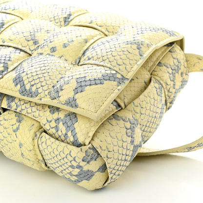 Bottega Veneta Goatskin Python Embossed Padded Cassette Crossbody Bag Kiwi Black Silver 10 of 10